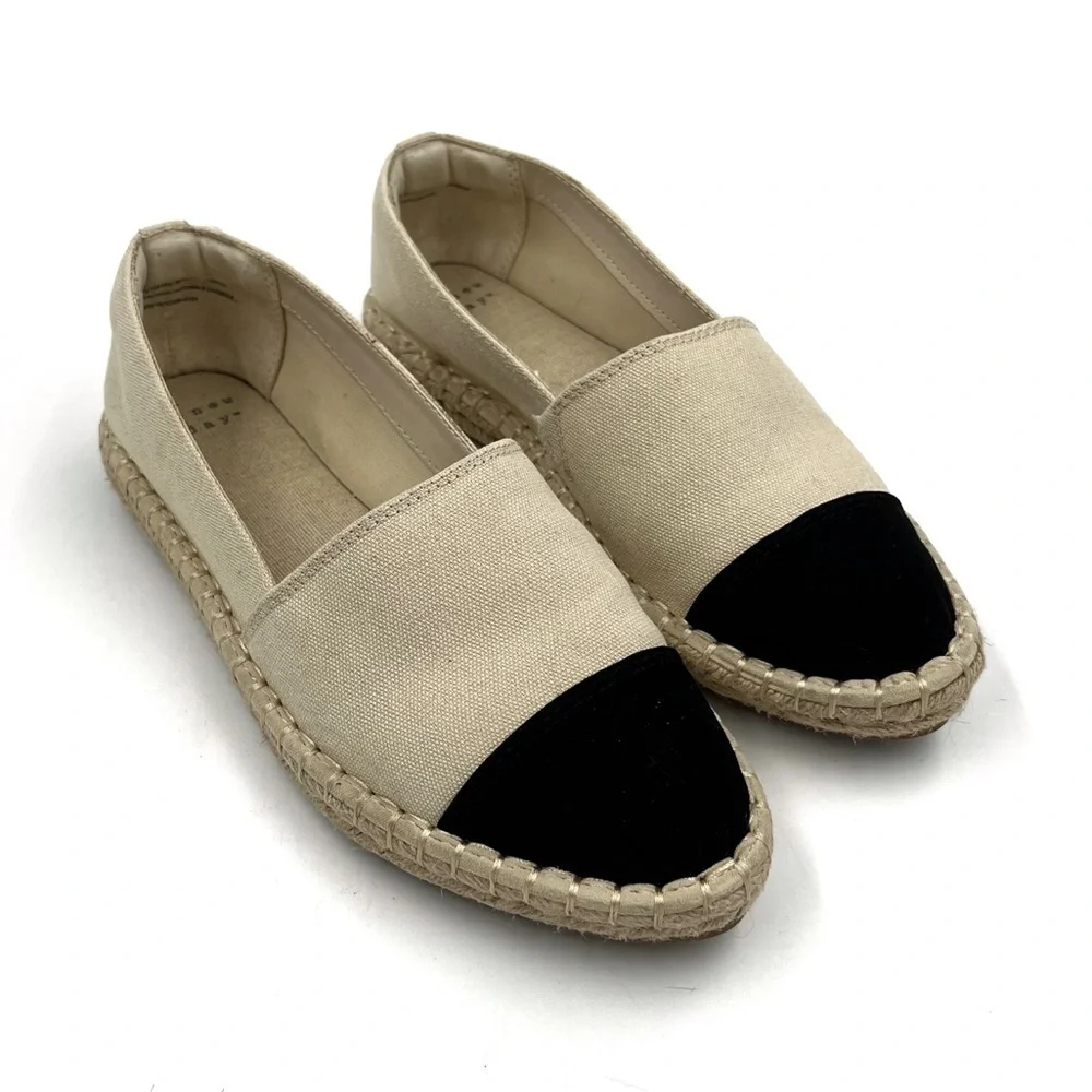 A New Day Maggie Black Toe Cream Espadrille Flats Size 8.5